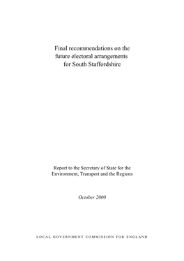 Final Recommendations on the Future Electoral Arrangements for South Staffordshire