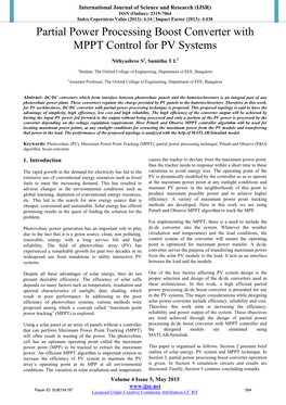 Partial Power Processing Boost Converter with MPPT Control for PV