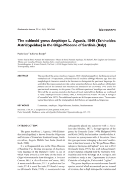 Echinoidea Astriclypeidae) in the Oligo-Miocene of Sardinia (Italy)