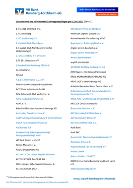 Liste Automatisch Informierter Zahlungsempfänger (Fusion 2019)