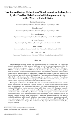 How Laramide-Age Hydration of North American Lithosphere by The