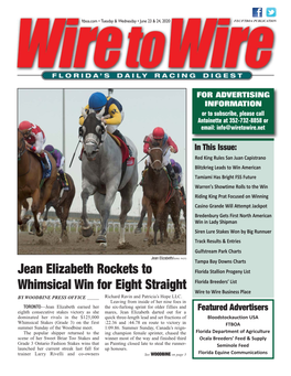 Jean Elizabeth Rockets to Whimsical Win for Eight Straight