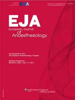 Euroanaesthesia 2013 Abstract Book European Journal Of