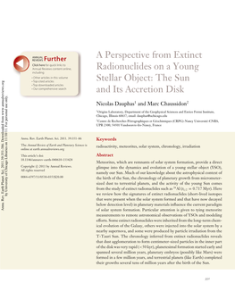 A Perspective from Extinct Radionuclides on a Young Stellar Object: the Sun and Its Accretion Disk