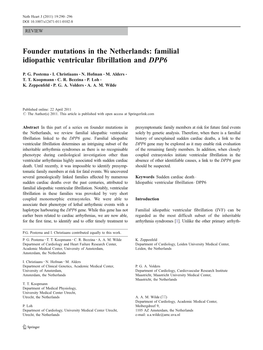Familial Idiopathic Ventricular Fibrillation and DPP6