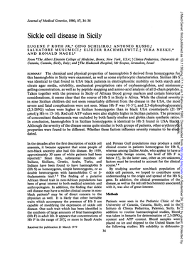 Sickle Cell Disease in Sicily