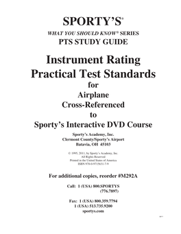 SPORTY's® Instrument Rating Practical Test Standards