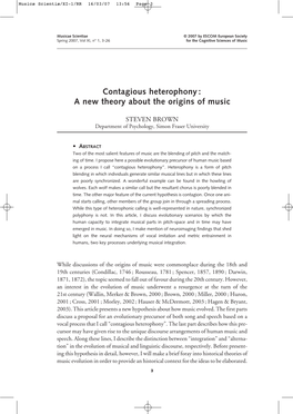 Contagious Heterophony: a New Theory About the Origins of Music