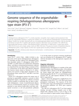 Genome Sequence of the Organohalide-Respiring