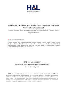Real-Time Collision Risk Estimation Based on Pearson's Correlation