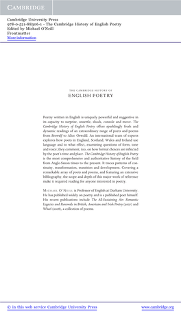 English Poetry Edited by Michael O’Neill Frontmatter More Information