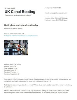 Nottingham and Return from Sawley | UK Canal Boating