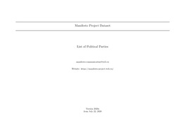 Manifesto Project Dataset List of Political Parties