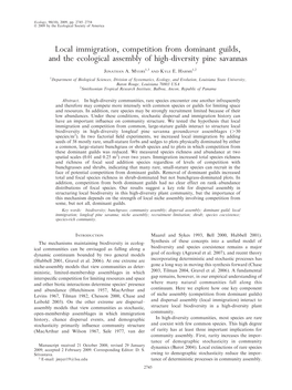 Local Immigration, Competition from Dominant Guilds, and the Ecological Assembly of High-Diversity Pine Savannas