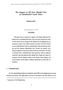 The Impact of JR Seto Ohashi Line on Residential Land Value