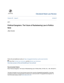 The Future of Racketeering Law in Politics Note