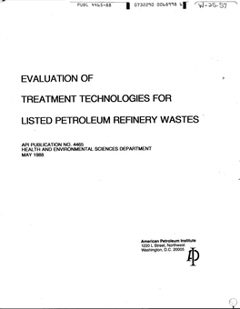 Evaluation of Treatment Technologies for Listed