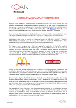 Info-Flash Mcdonald's Wins 'Mac/Mc'