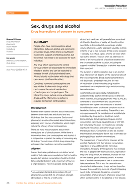 Sex, Drugs and Alcohol Drug Interactions of Concern to Consumers