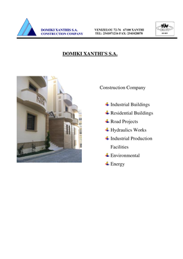 DOMIKI XANTHI's S.A. Construction Company Industrial Buildings