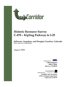 Historic Resource Survey C-470 – Kipling Parkway to I-25