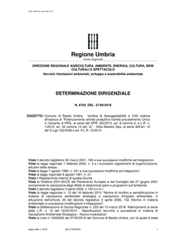 Determina Dirigenziale N. 6703 Del 27/06/2018