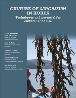 CULTURE of SARGASSUM in KOREA Techniques and Potential for Culture in the U.S