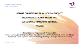 Report on National Transport Authority Programme - Active Travel and Sustainable Transport in Fingal Item 38