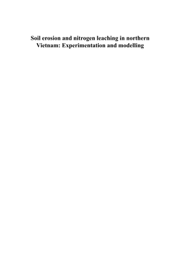 Soil Erosion and Nitrogen Leaching in Northern Vietnam: Experimentation and Modelling