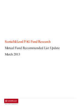 Mutual Fund Recommended List Update March 2013