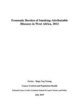 Economic Burden of Smoking-Attributable Diseases in West Africa, 2012