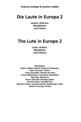 Die Laute in Europa 2 the Lute in Europe 2