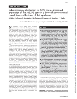 Submicroscopic Duplication in Xq28 Causes Increased Expression of the MECP2 Gene in a Boy with Severe Mental Retardation And