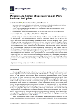 Diversity and Control of Spoilage Fungi in Dairy Products: an Update