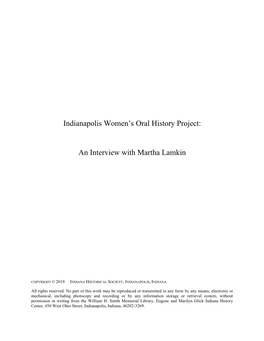 Indianapolis Women's Oral History Project