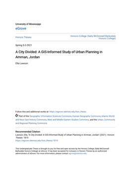 A GIS-Informed Study of Urban Planning in Amman, Jordan