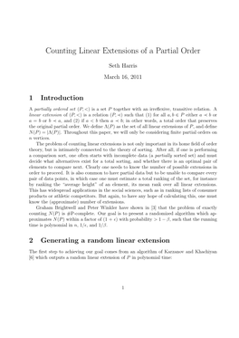 Counting Linear Extensions of a Partial Order