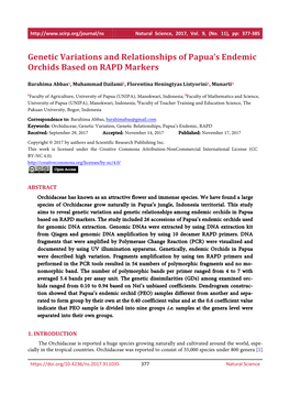 Genetic Variations and Relationships of Papua's Endemic Orchids Based