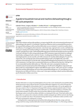 A Guide to Household Manual and Machine Dishwashing Through a Life