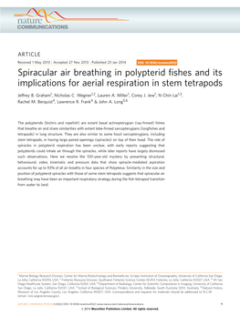 Spiracular Air Breathing in Polypterid Fishes and Its Implications for Aerial