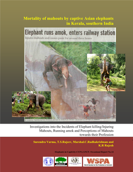 Mortality of Mahouts by Captive Asian Elephants in Kerala, Southern India