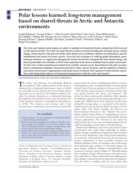 Polar Lessons Learned: Long-Term Management Based on Shared Threats in Arctic and Antarctic Environments