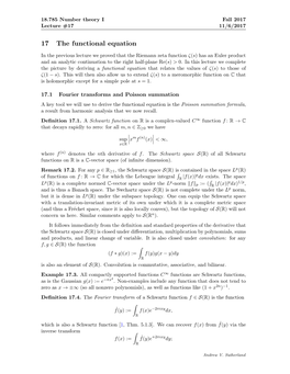 18.785F17 Number Theory I Lecture 17 Notes: the Functional Equation