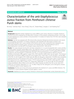 Characterization of the Anti-Staphylococcus Aureus Fraction from Penthorum Chinense Pursh Stems