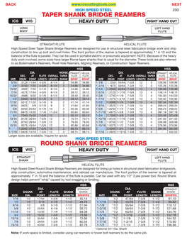 Bridge Reamers Ics Wis Heavy Duty Right Hand Cut