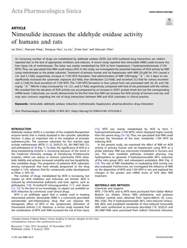 Nimesulide Increases the Aldehyde Oxidase Activity of Humans and Rats