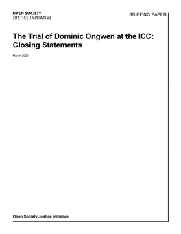 The Trial of Dominic Ongwen at the ICC: Closing Statements