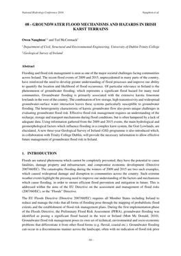 Groundwater Flood Mechanisms and Hazards in Irish Karst Terrains