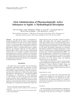 Oral Administration of Pharmacologically Active Substances to Squid: a Methodological Description