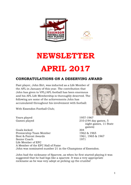 Newsletter April 2017